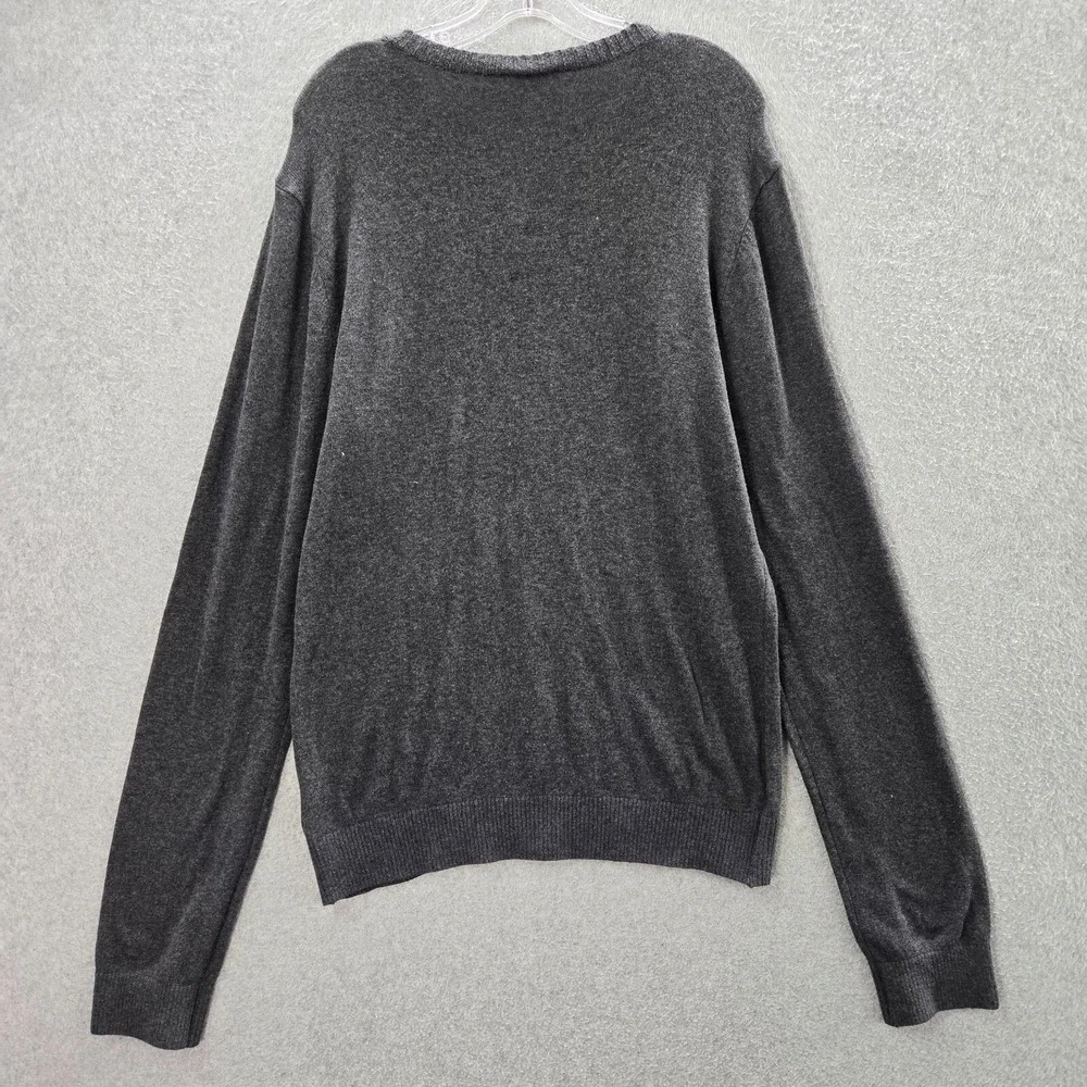 Hollister Men Sweater Large Gray Knit V Neck‎ Cotton Blend Long Sleeve NWT